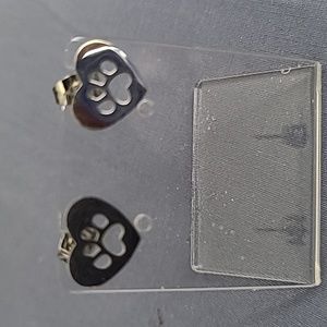 Silver Paw Print Earrings New
